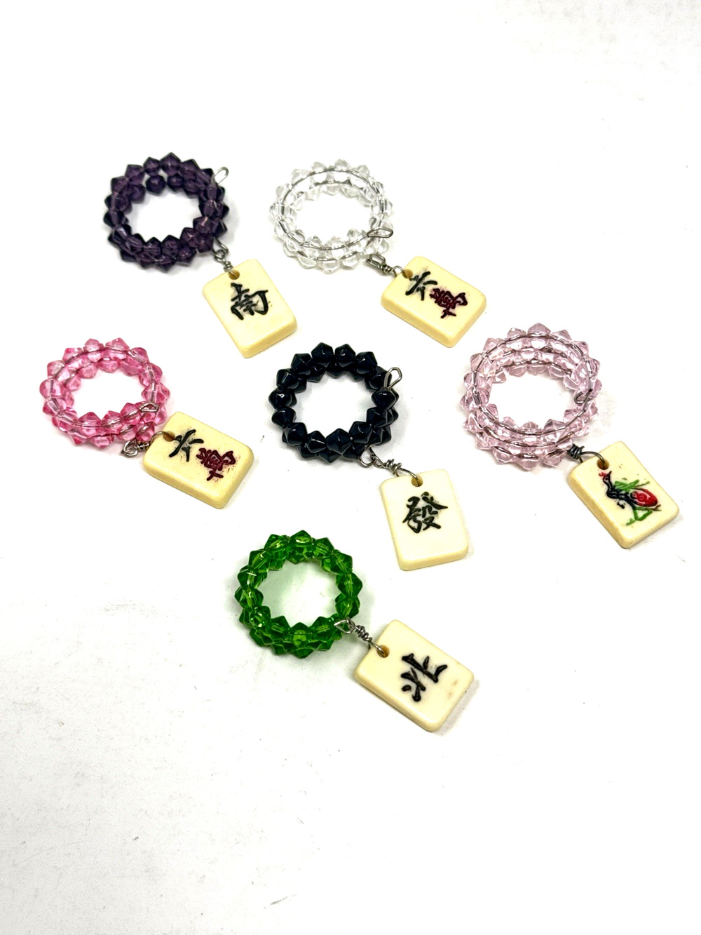 Mah Jongg Wine Charms Set of 6 Wine Glass Tags for Stem Glasses Mahjong